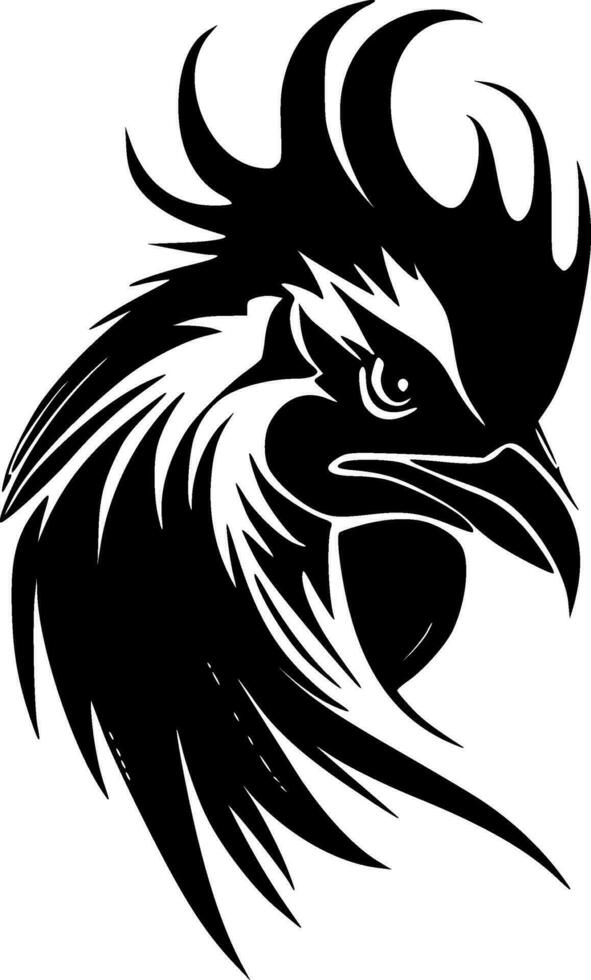 gallo - negro y blanco aislado icono - vector ilustración