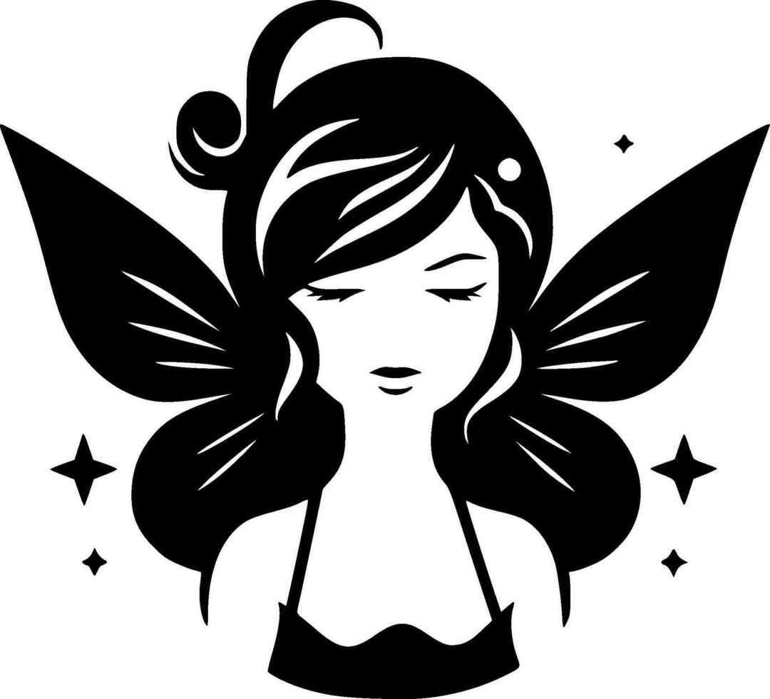 Fairy - Black and White Isolated Icon - Vector illustration