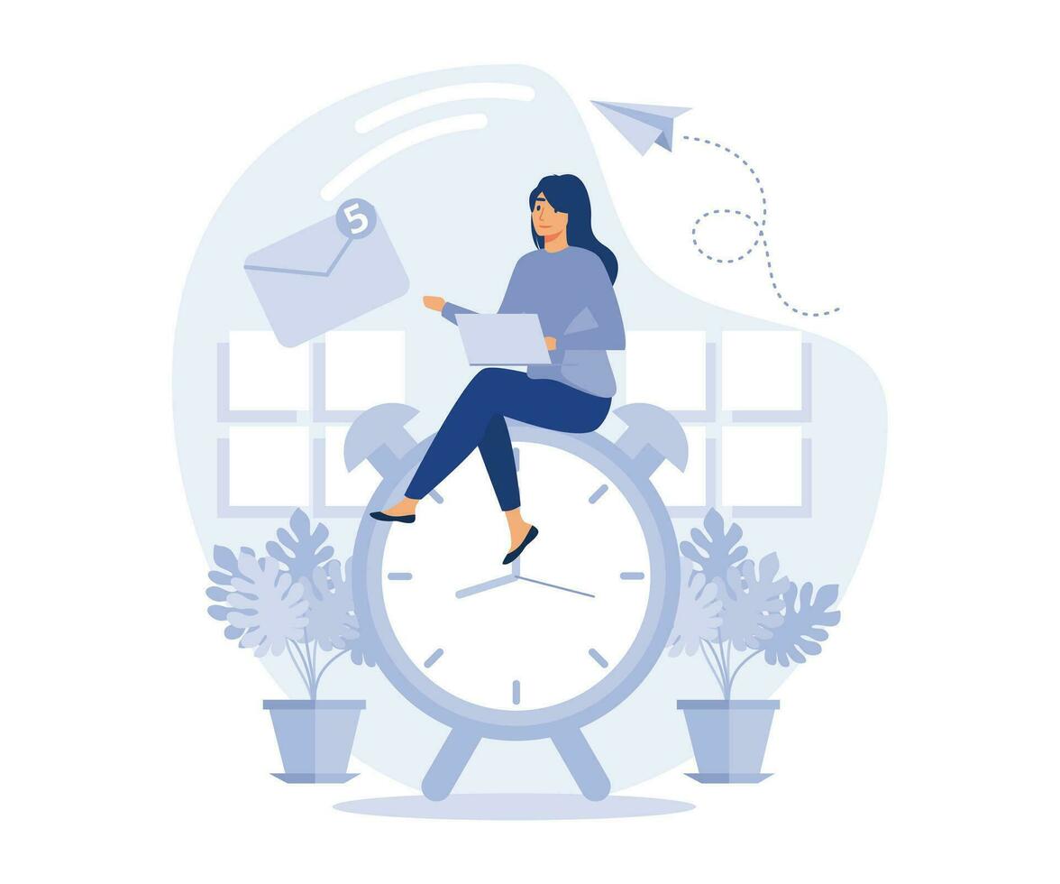 Successful work done on time effective planning for productive work,  flat vector modern illustration