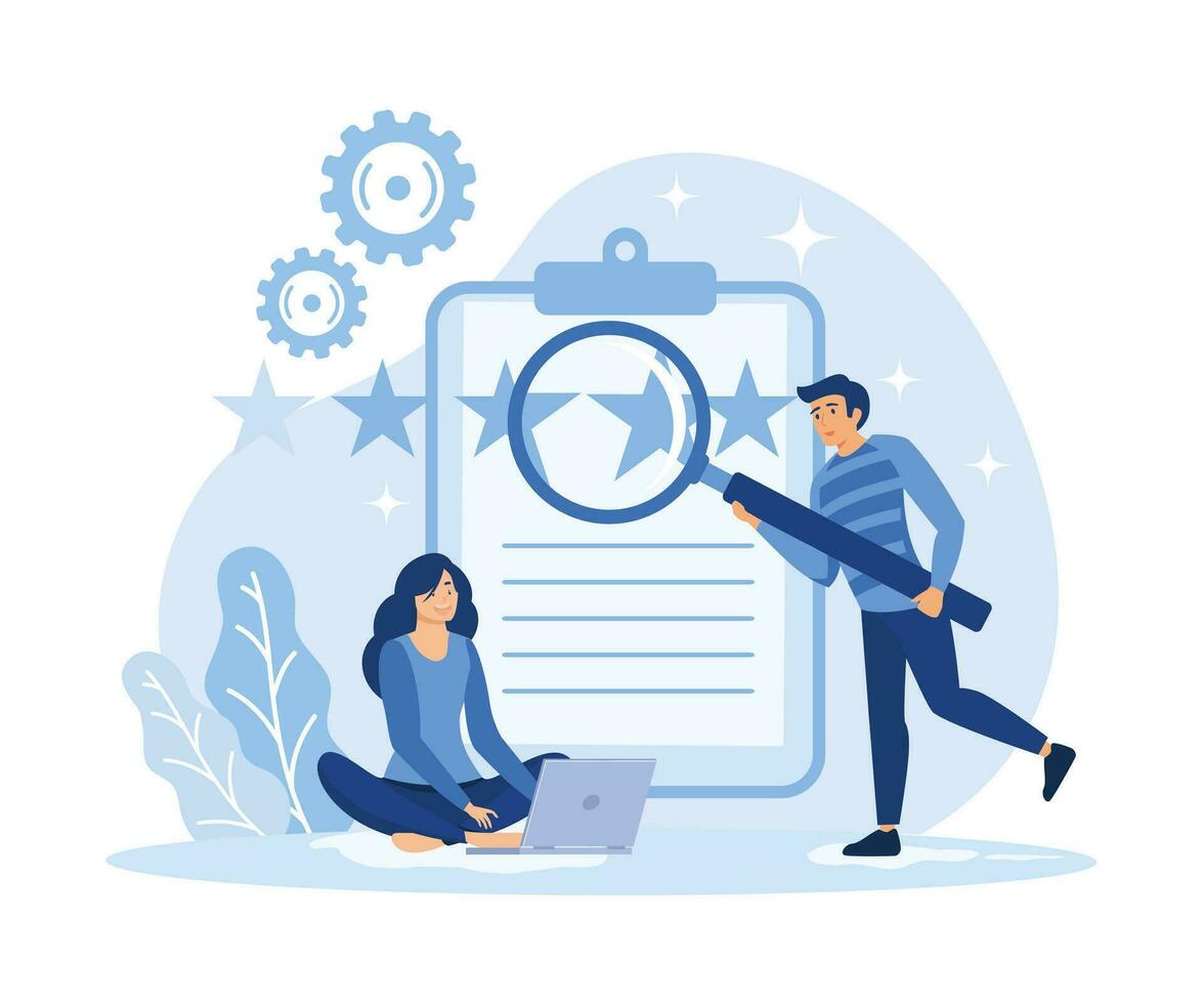 Employee performance abstract concept vector illustration set. Quality work, leadership role, legal liability, action and decision flat vector modern illustration