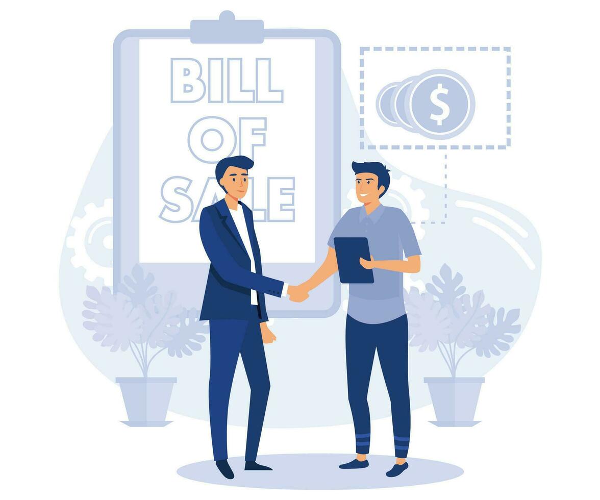 Banking documents concept,  Bill of sale, loan disbursement, prepayment terms, credit terms and conditions, payment method, flat vector modern illustration