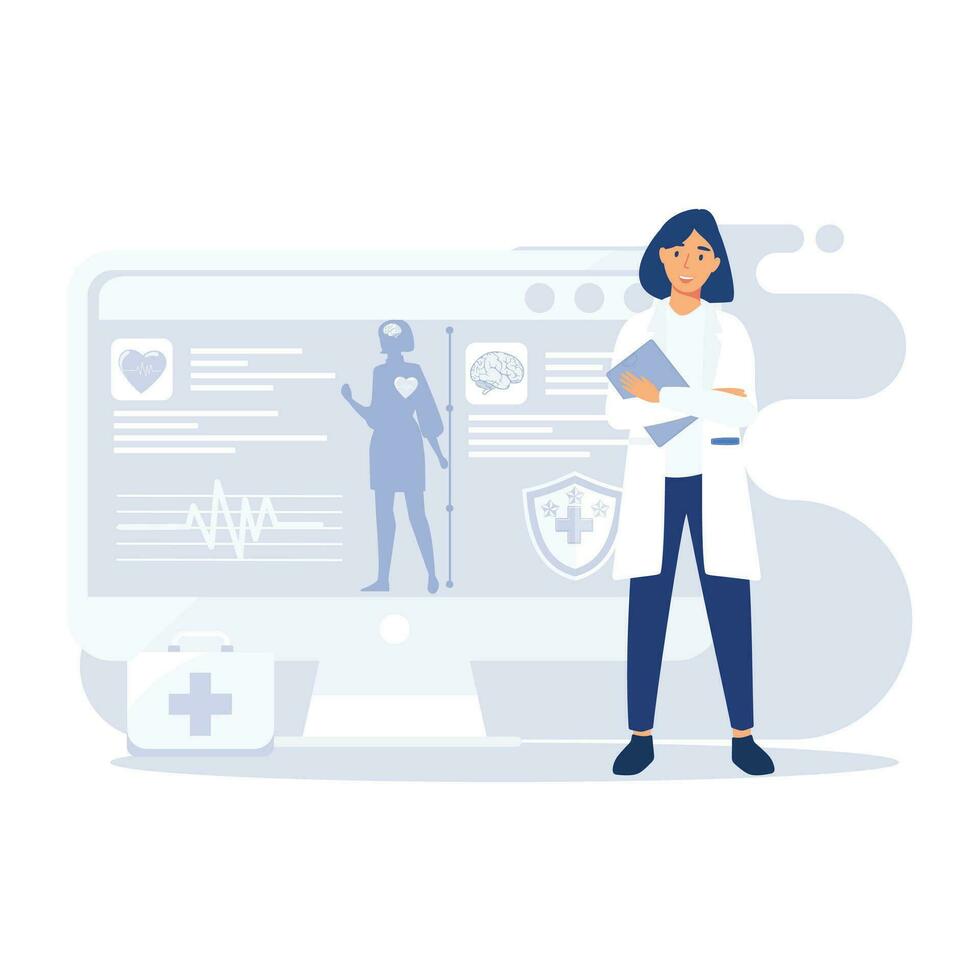 Electronic health record, New technology to replace paper clinical data, medical treatment history application, flat vector modern illustration