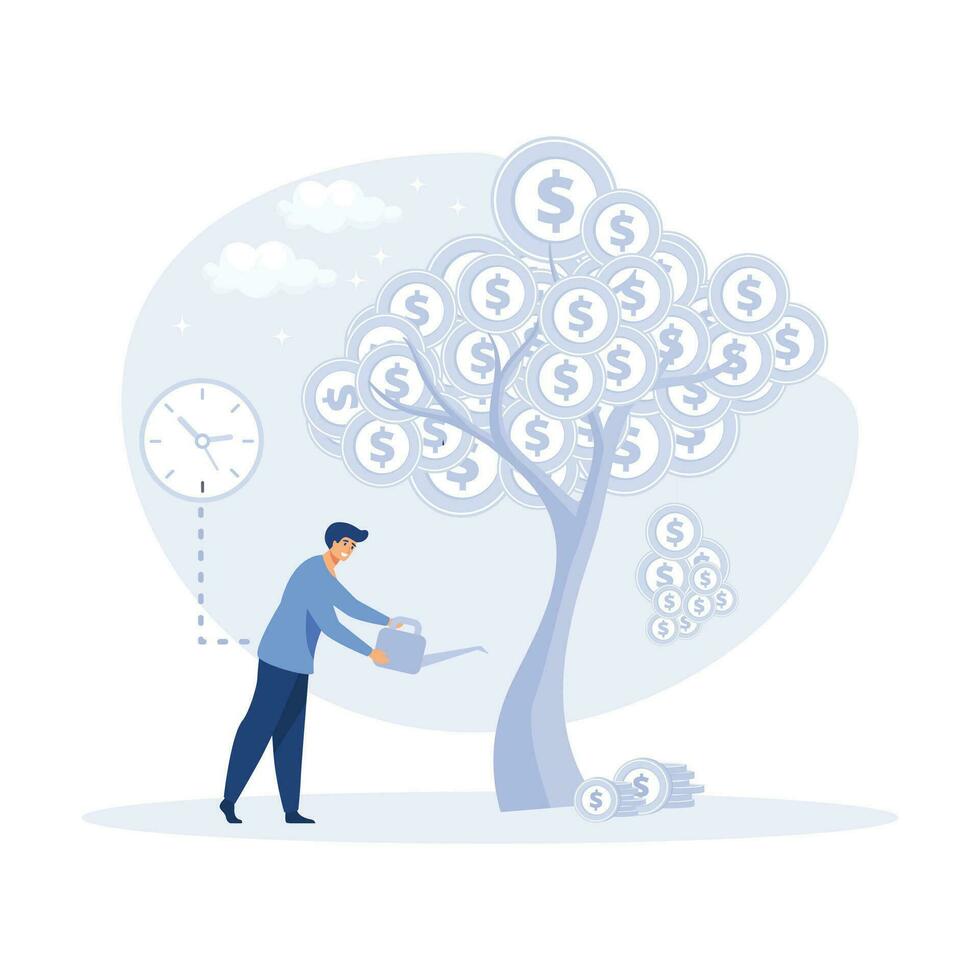 Finance growth. celebrating financial success and money growth. Money increasing concept. flat modern vector illustration