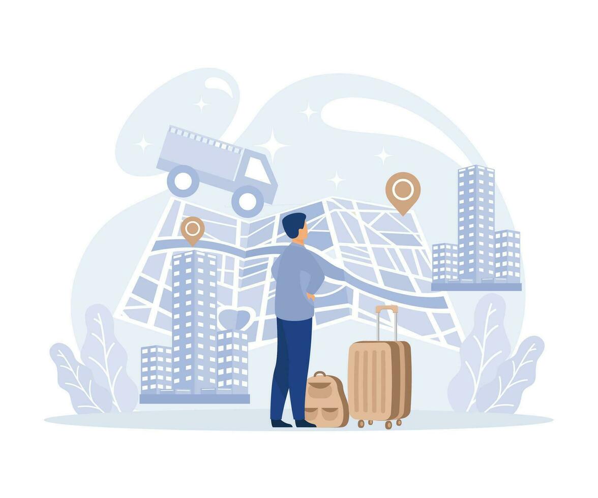 International and interurban human migration. Settling place. interurban migration flat vector modern illustration