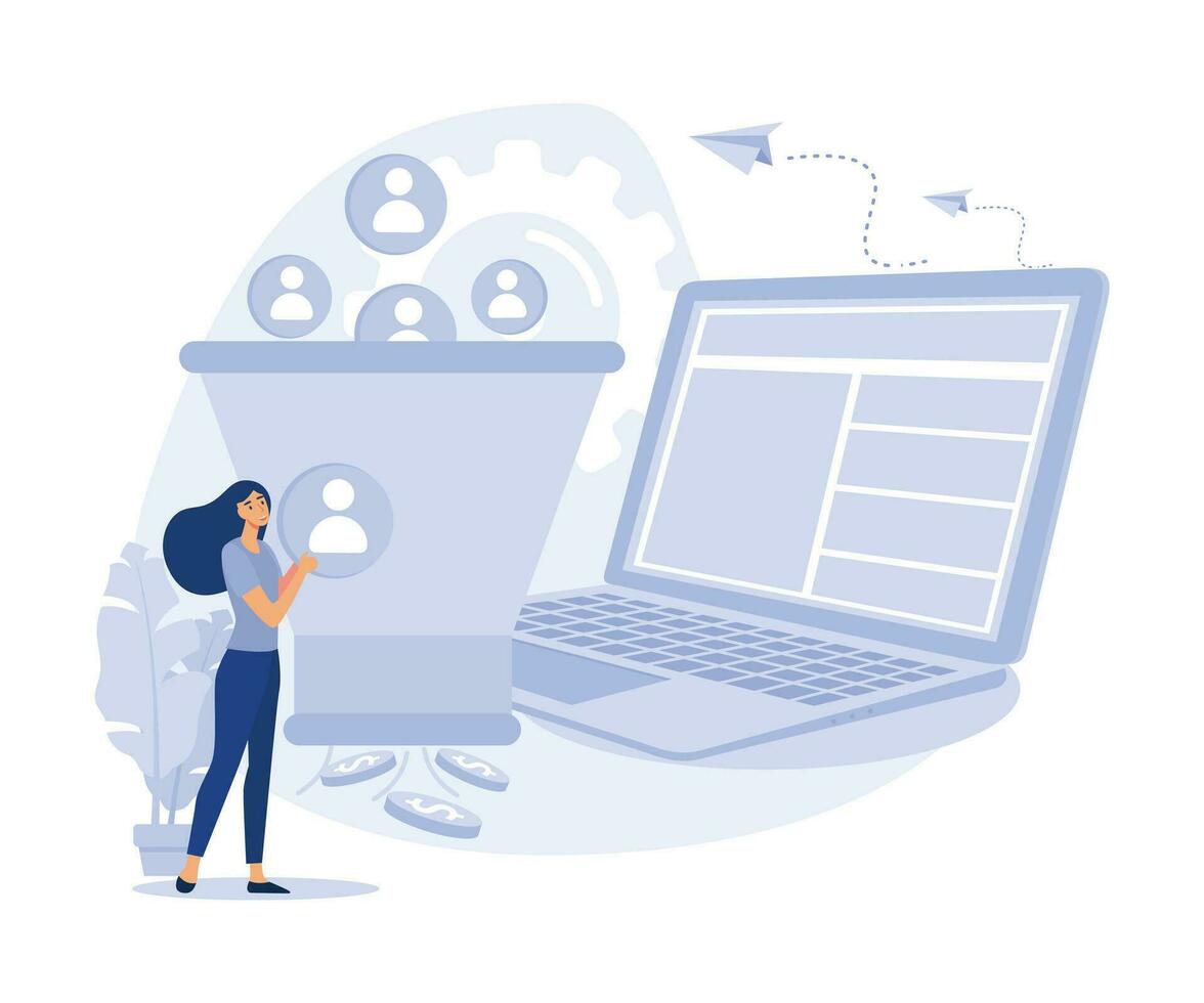 Marketing industry,  Potential client targeting, advertising business, Lead generation, flat vector modern illustration