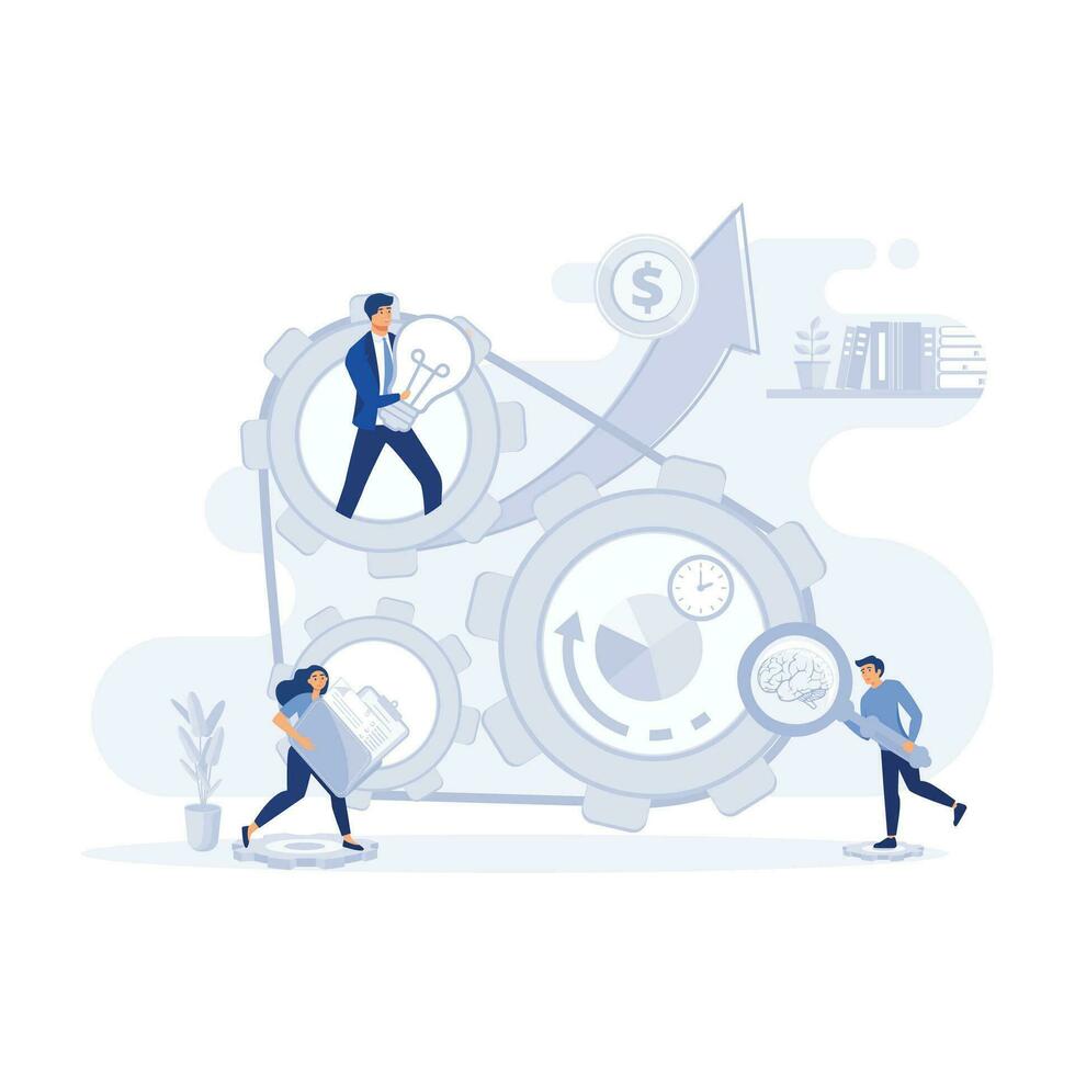Business people working together in team. Communication and teamwork concept, flat vector modern illustration