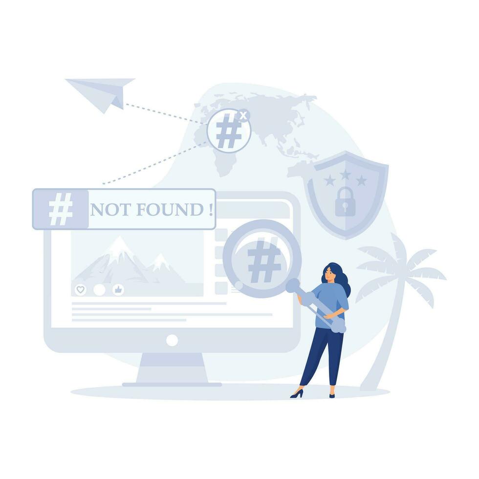 Blog promotion mistake. Ineffective keywords analysis. Idea of search engine optimization for blog promotion, flat vector modern illustration