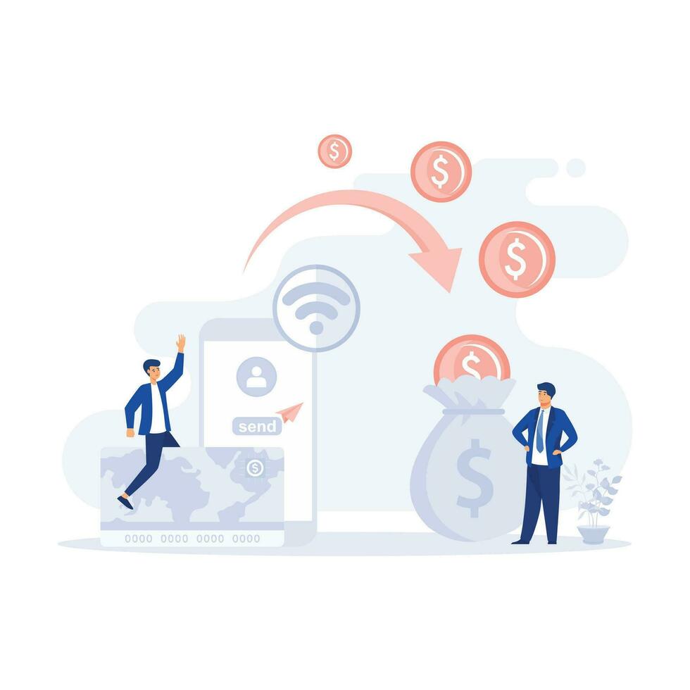 Financial transactions. Pos-terminal and payment systems, flat modern vector illustration