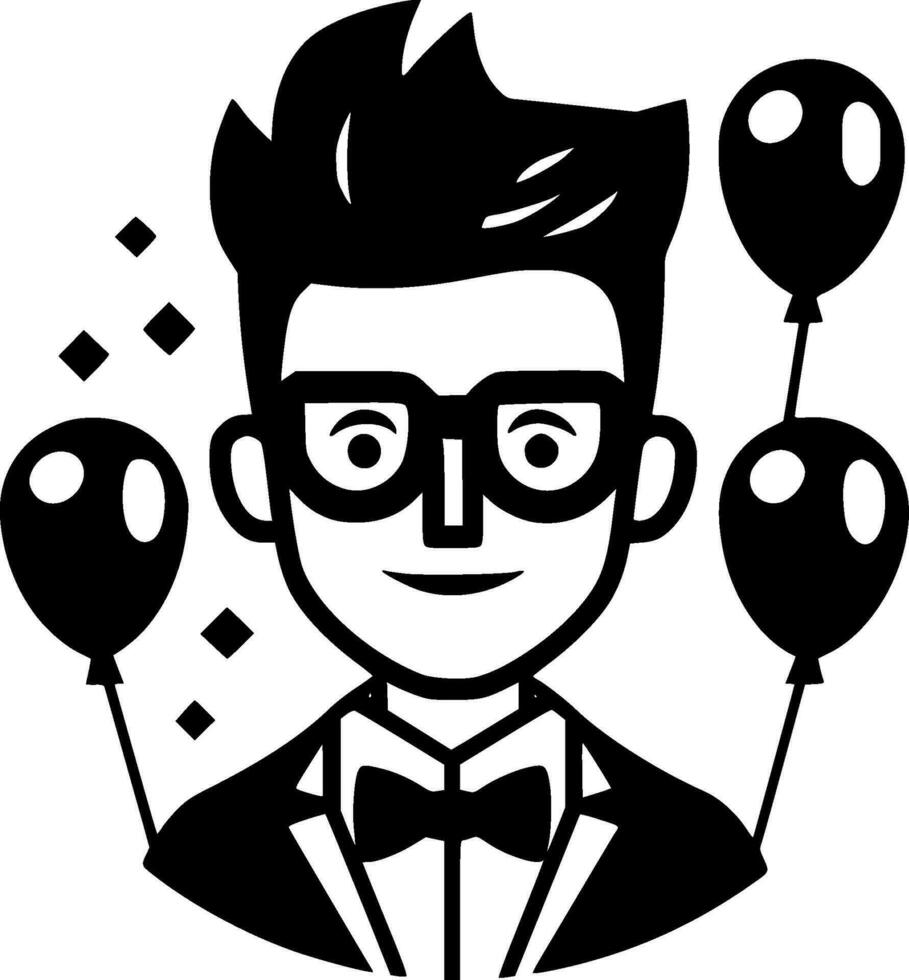 Birthday - Black and White Isolated Icon - Vector illustration