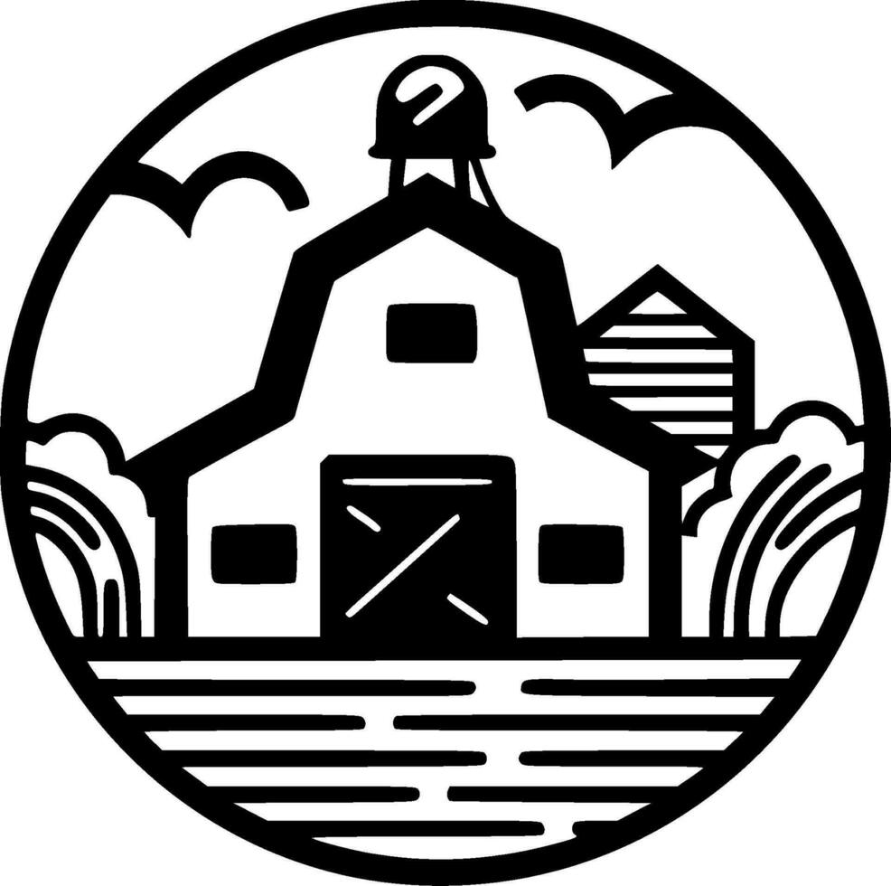 Farm - Black and White Isolated Icon - Vector illustration