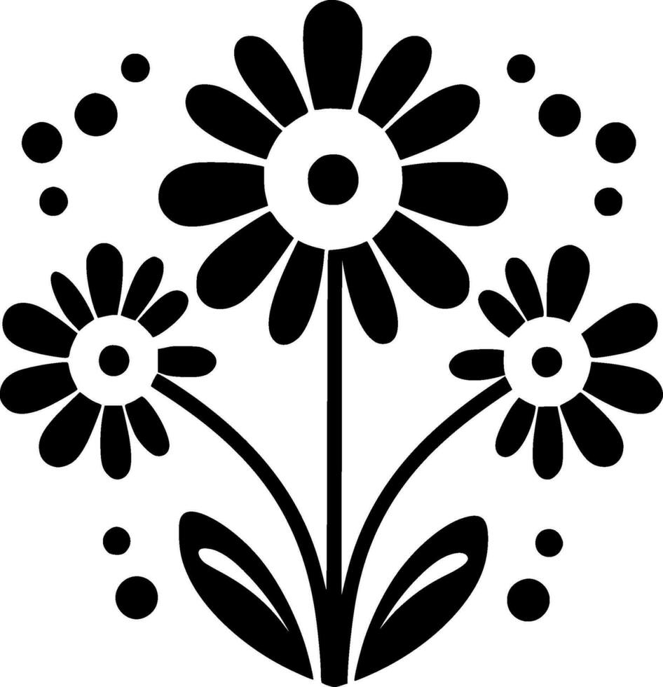 Flower - Black and White Isolated Icon - Vector illustration