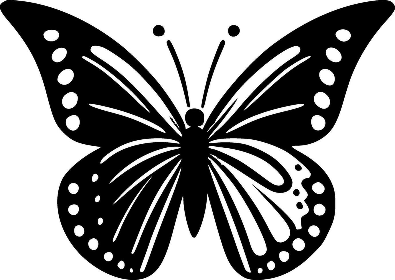 mariposa - negro y blanco aislado icono - vector ilustración