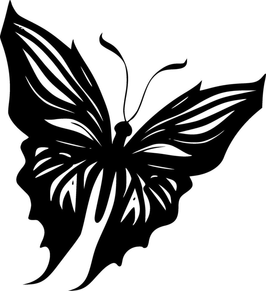 mariposa - negro y blanco aislado icono - vector ilustración