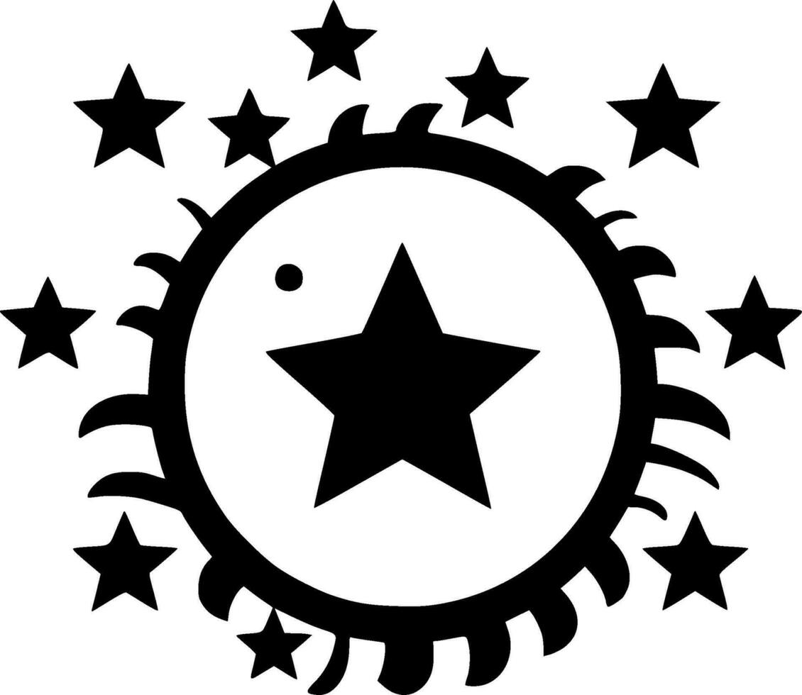 estrellas - negro y blanco aislado icono - vector ilustración