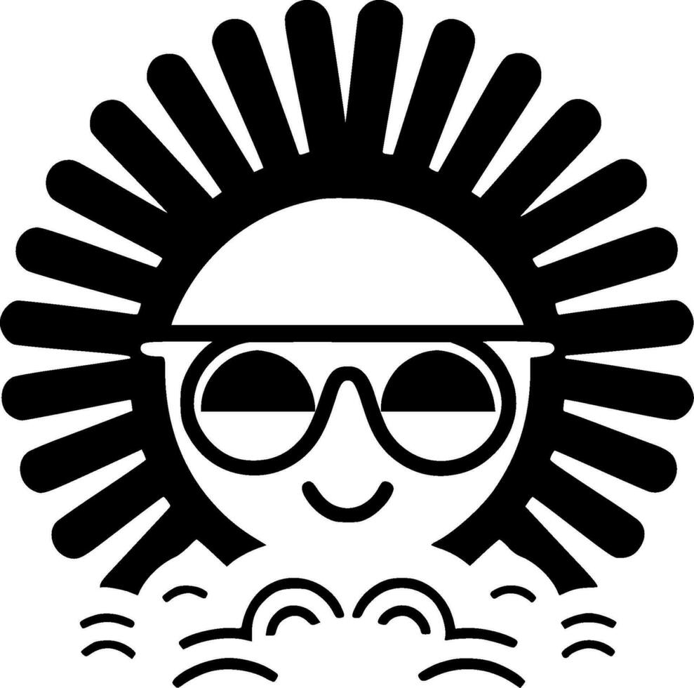Summer, Black and White Vector illustration