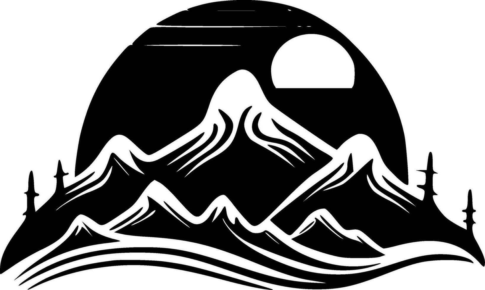 Mountains, Minimalist and Simple Silhouette - Vector illustration