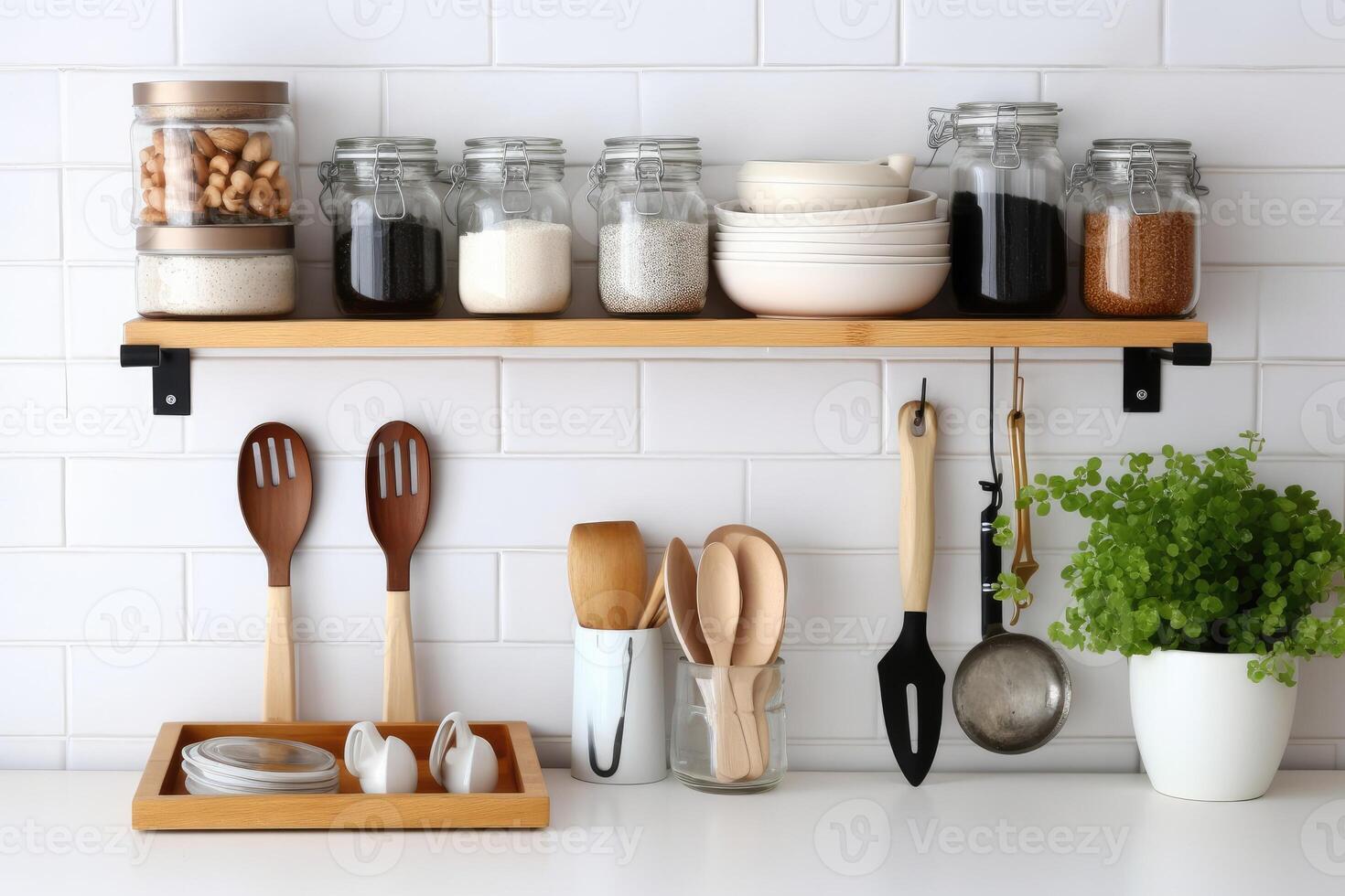 stock photo of modern kitchen counter top with domestic photography