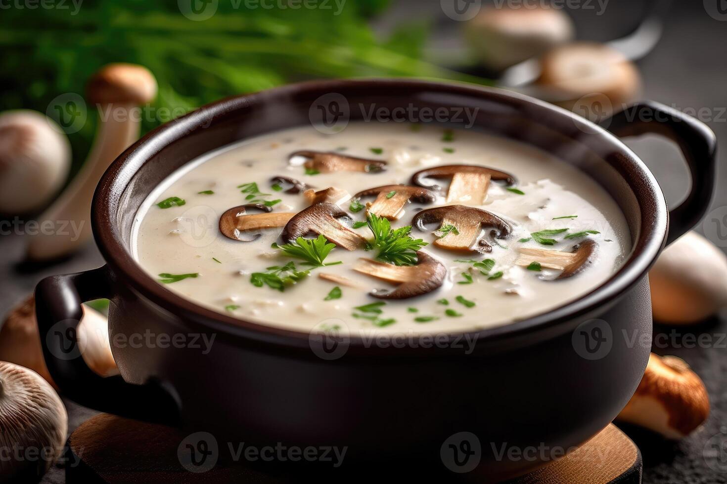 hyper realistic quality of cream of mushroom photo