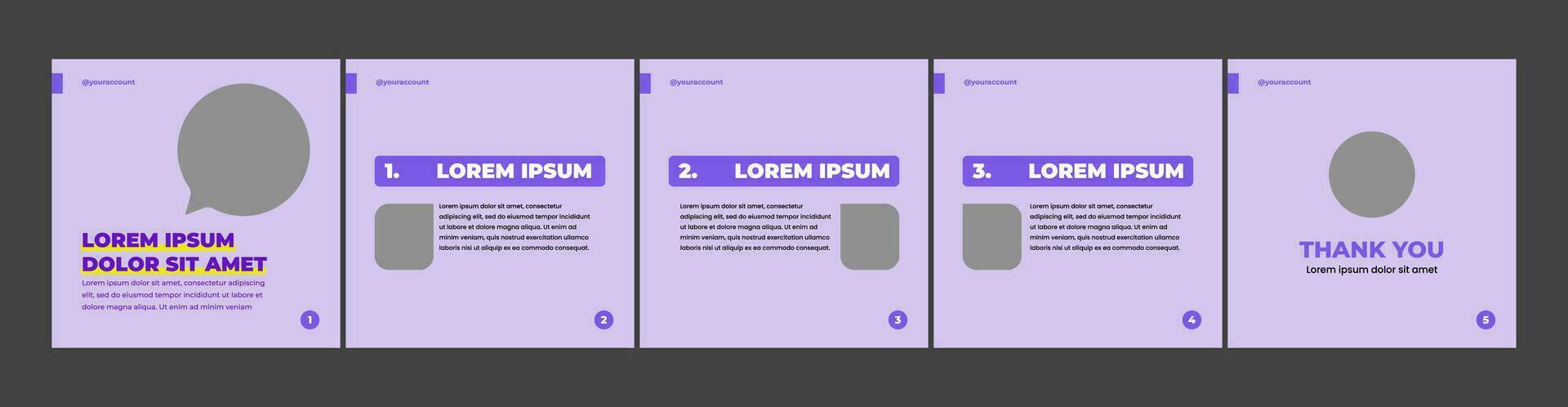 set of creative carousel or microblog templates for social media posts. social media template with purple theme vector