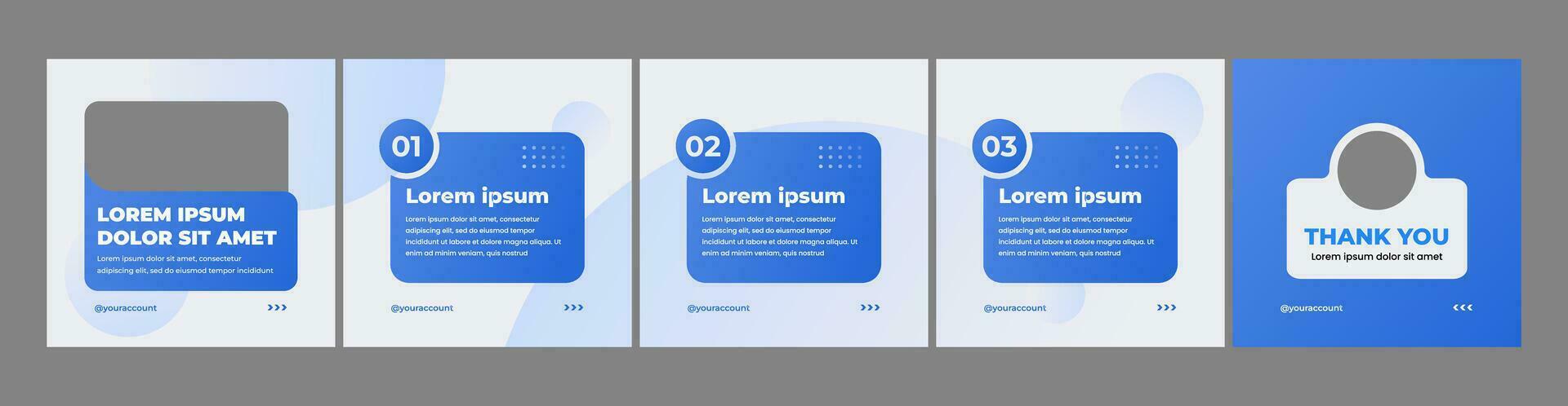 Simple carousel layout template for social media posts. gradient blue theme social media template vector