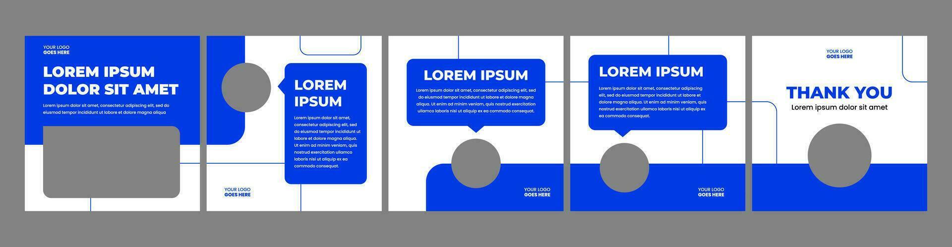 Simple carousel layout template for social media posts. blue theme social media template vector