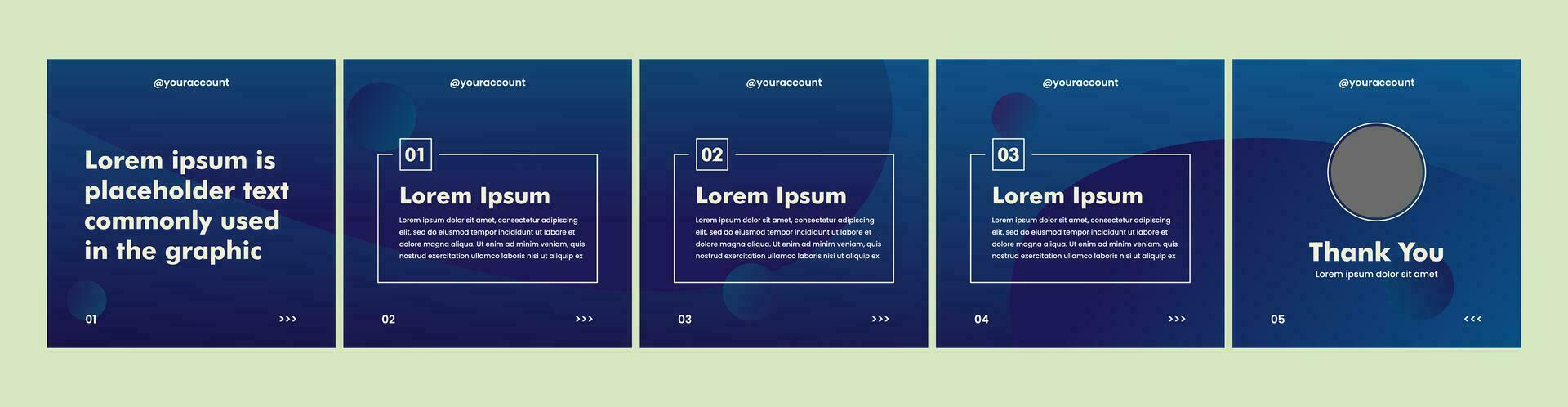 set of creative carousel or microblog templates for social media posts. social media template with gradient dark blue theme vector