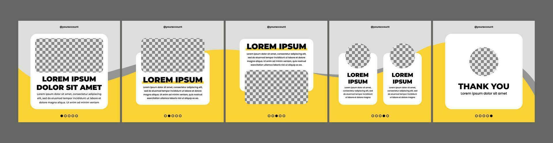 set of creative carousel or microblog templates for social media posts. social media template with yellow theme vector