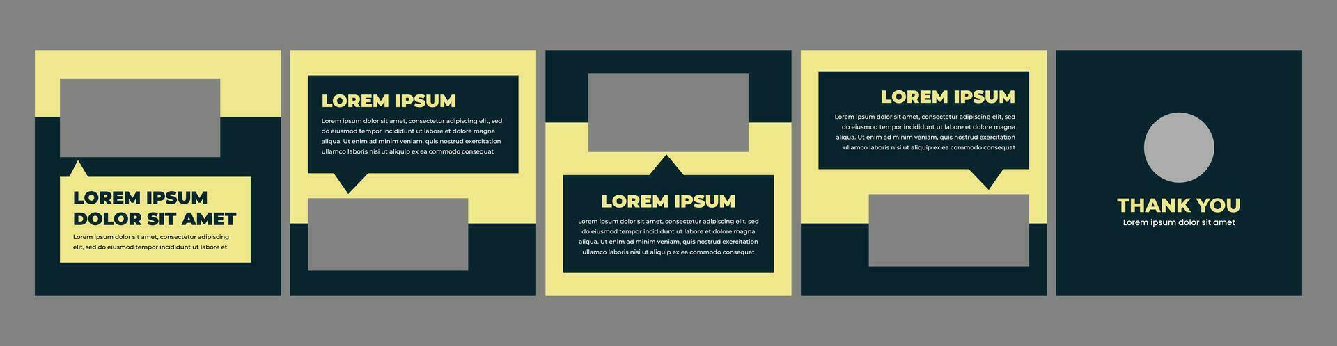 Carousel or microblog slide template for social media posts. social media template with dark blue and yellow color theme vector