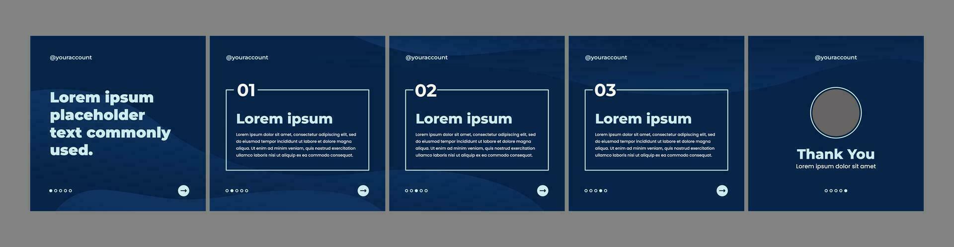 set of modern carousel slide templates for social media posts. dark theme social media template vector