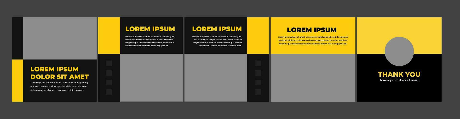 set of creative carousel or microblog templates for social media posts. social media template with black and yellow theme vector