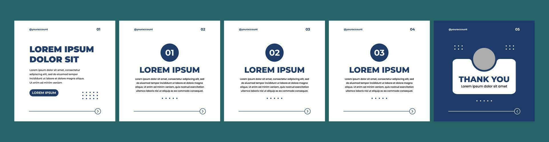 Carousel or microblog slide template for social media posts. social media template with dark blue color theme vector