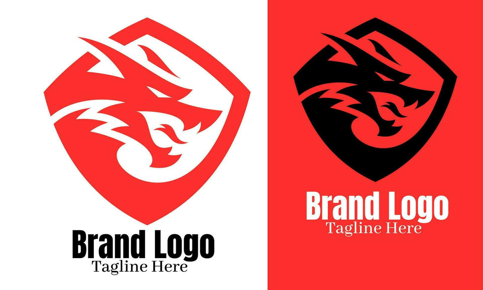 dragones cabeza logo diseño vector