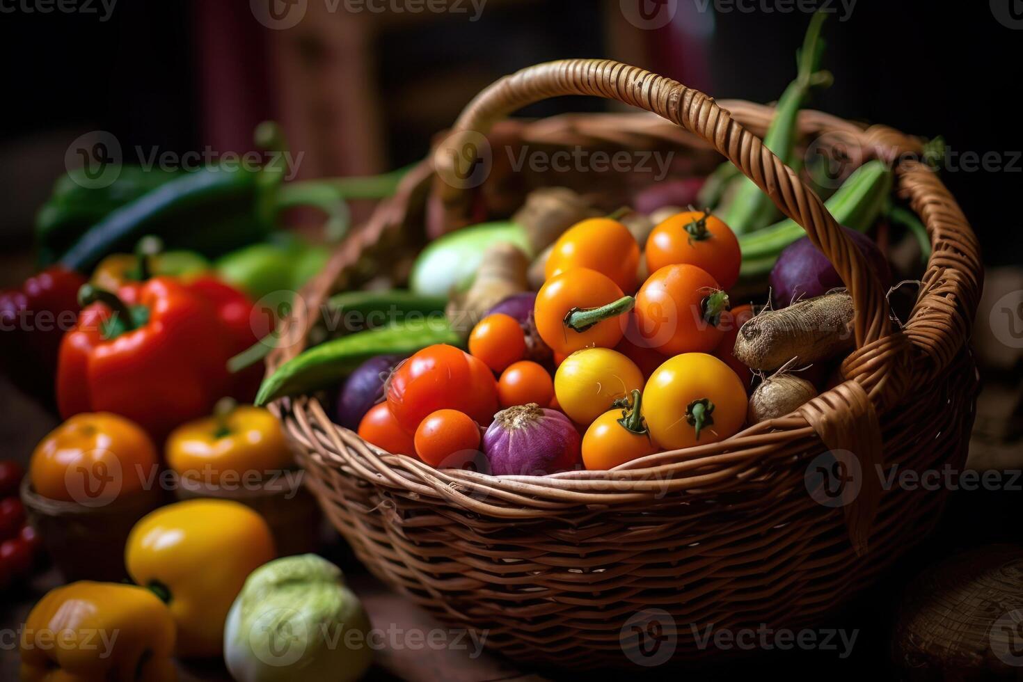 stock photo of mix vegetable on the basket Editorial food photography