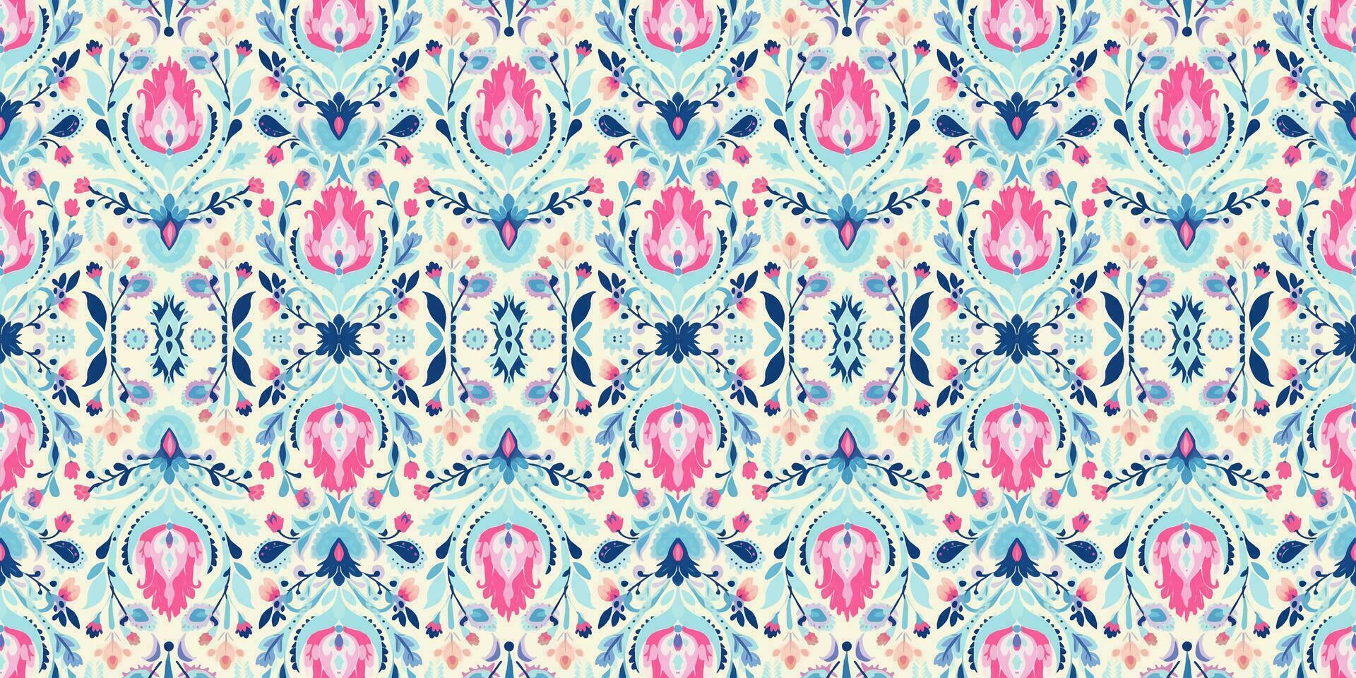 Seamless batik pattern, Seamless floral batik pattern, and Seamless motif pattern resemble ethnic boho, Aztec, and ikat styles. designed for use in satin, wallpaper, fabric, curtain, carpet, Batik vector