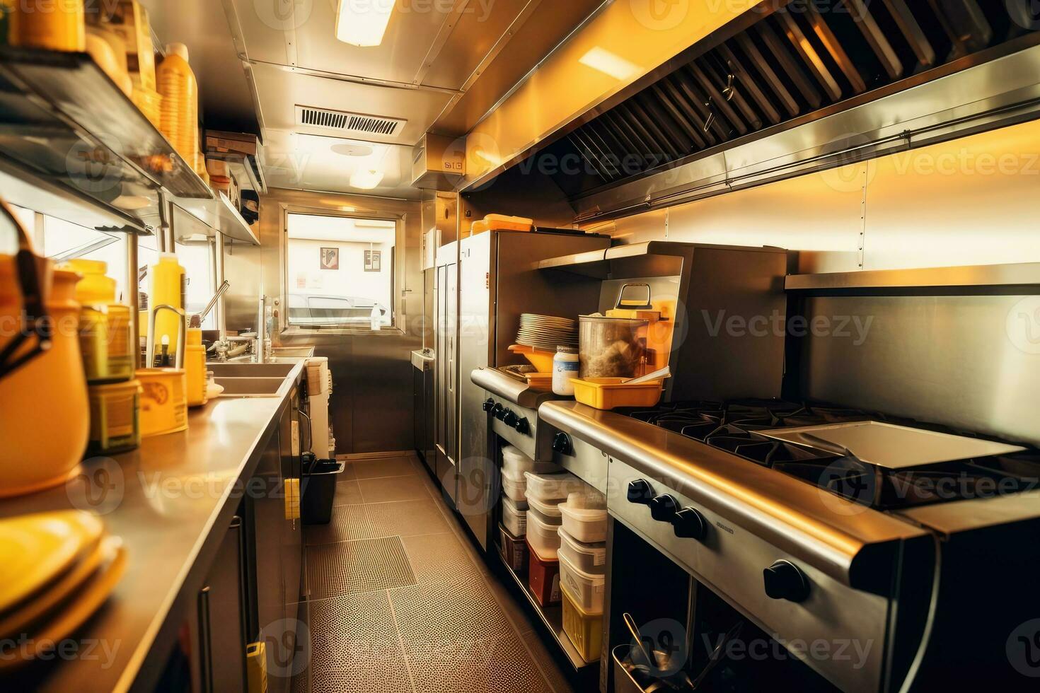 stock photo of inside food truck kitchen professional food photography ai generated