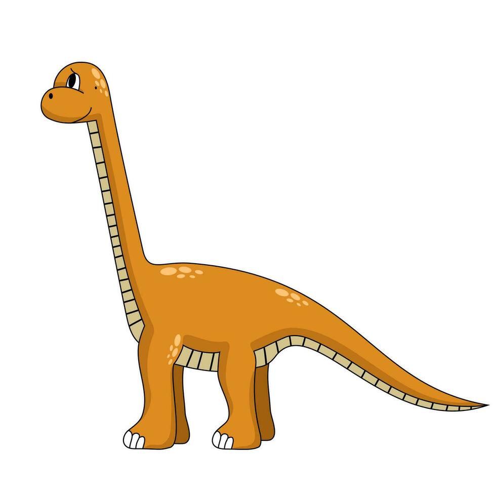 linda bebé dinosaurio. saurópodo, supersaurio, ultrasaurio, barosaurio, argentinosaurio, diplodoco, girafatitán, apatosaurio brillante vistoso para niños ilustración en dibujos animados estilo. vector