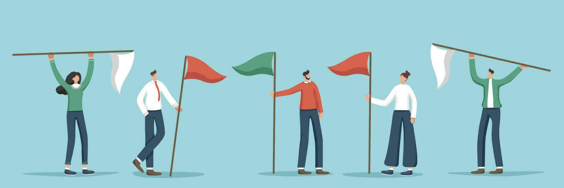 A set of illustrations of casual people holding check boxes. The concept of achieving goals and conquering new peaks. Overcoming difficulties and solving business problems for high results. vector