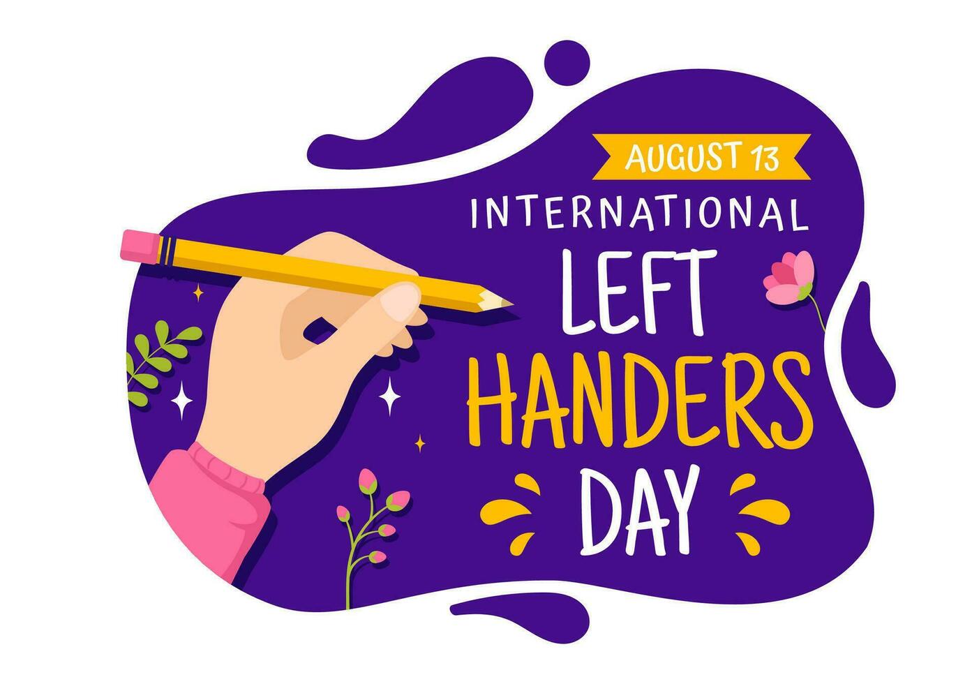 Happy LeftHanders Day Celebration Vector Illustration with Raise Awareness of Pride in Being Left Handed in Flat Cartoon Hand Drawn Templates