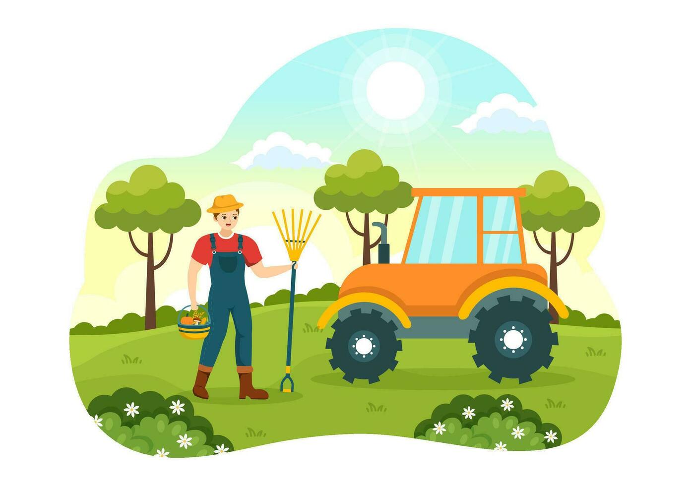 Harvest Season Vector Illustration with Autumn of Pumpkins and Seasonal Agricultural on a Farm in Flat Cartoon Hand Drawn Background Templates