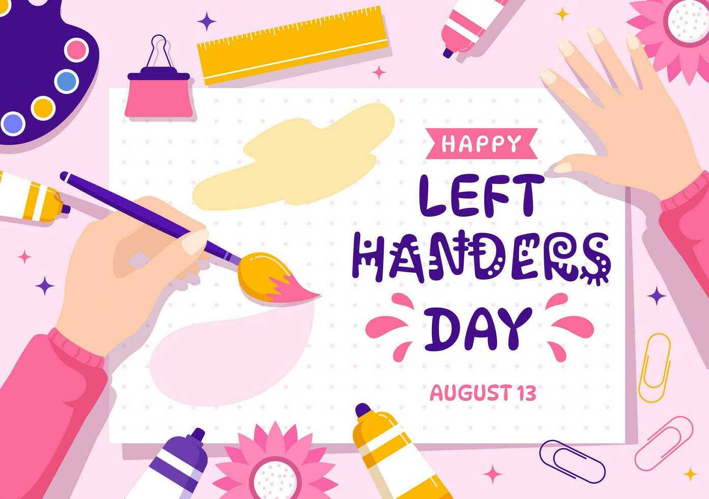 Happy LeftHanders Day Celebration Vector Illustration with Raise