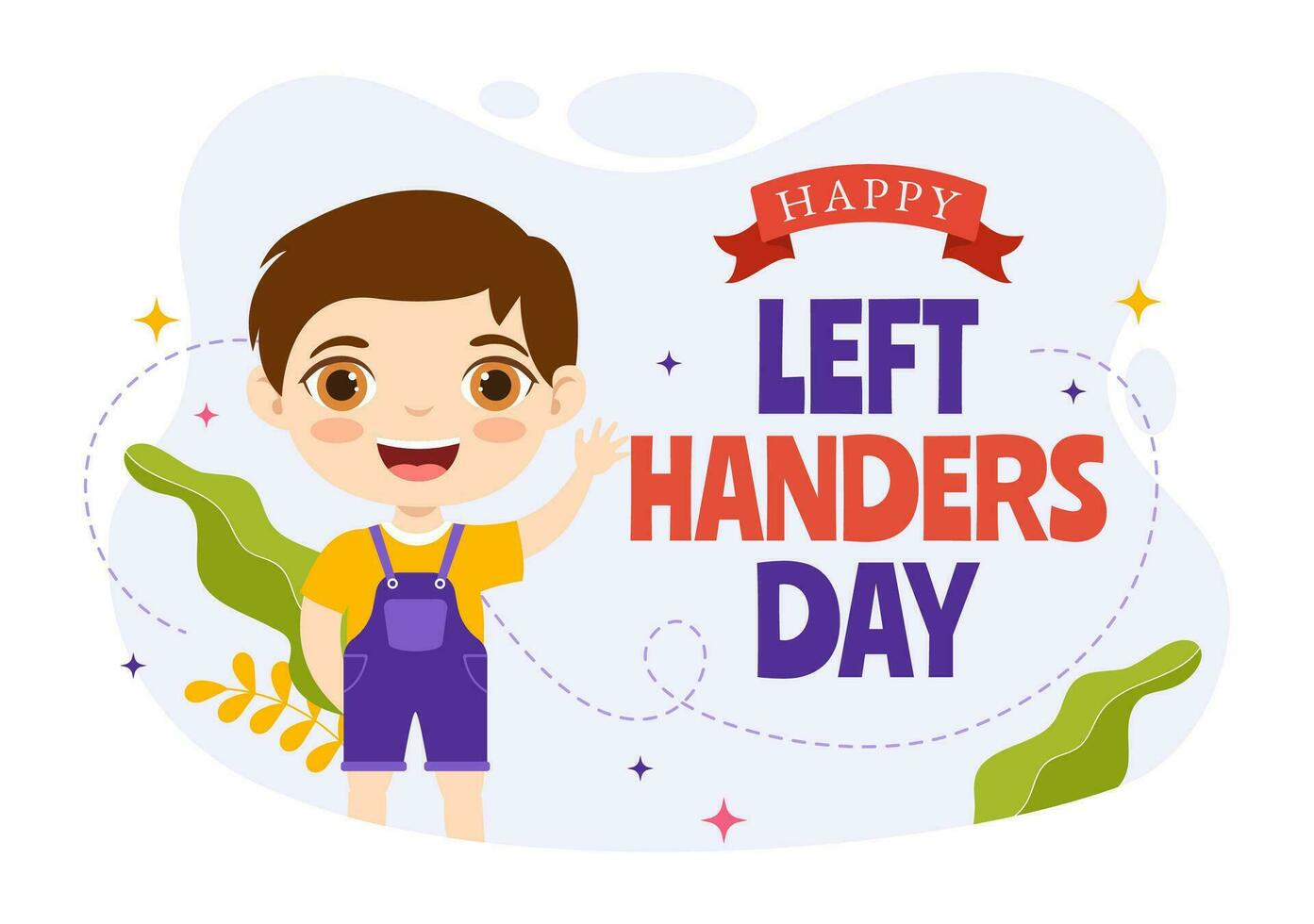 Happy LeftHanders Day Celebration Vector Illustration with Raise Awareness of Pride in Being Left Handed in Kids Cartoon Hand Drawn Templates
