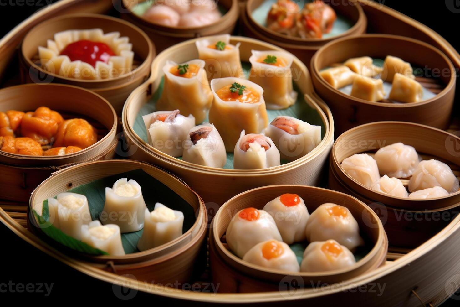 stock photo of Dim sum or dinxin is one of the most popular Cantonese food photography