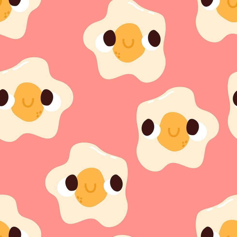 Fried eggs pink pattern. Seamless funny wallpaper. vector