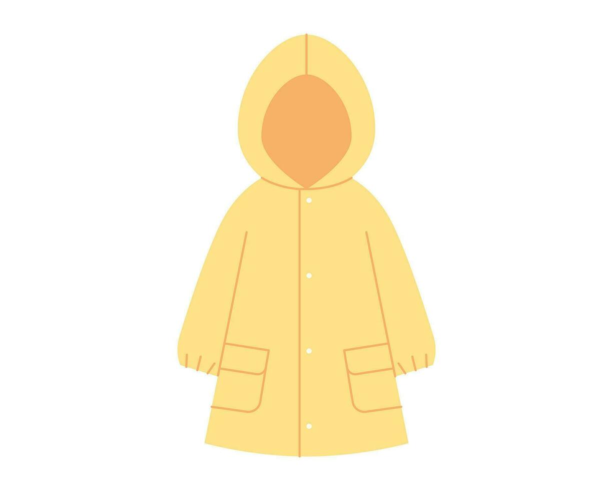 Rain day. Yellow raincoat for children. Simple illustration in flat