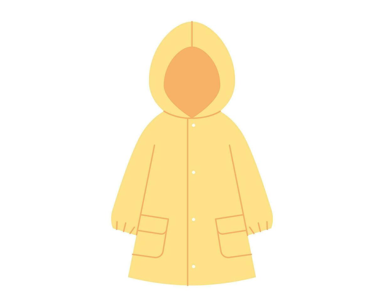 lluvia día. amarillo impermeable para niños. sencillo ilustración en plano diseño estilo. vector