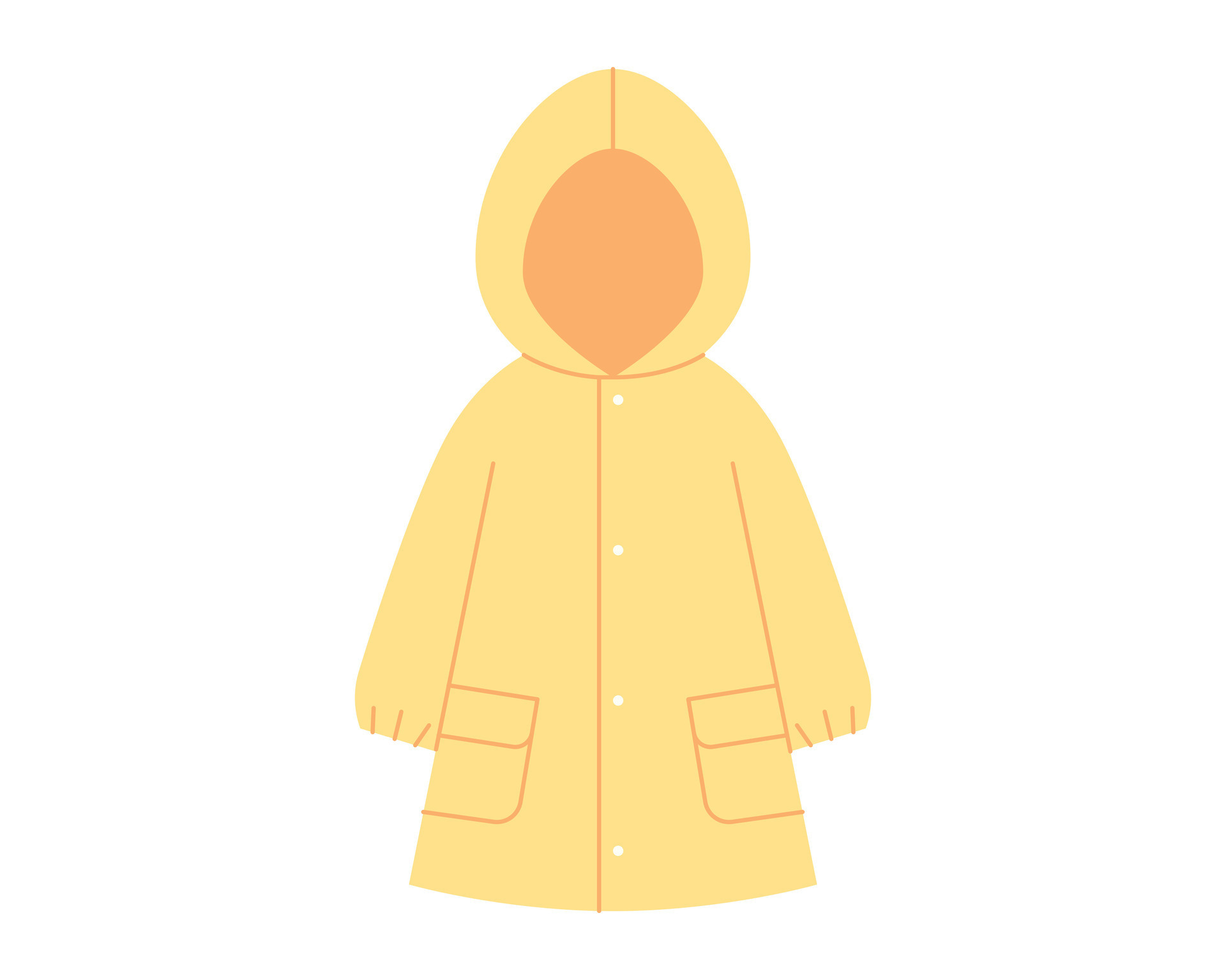 Rain day. Yellow raincoat for children. Simple illustration in flat ...