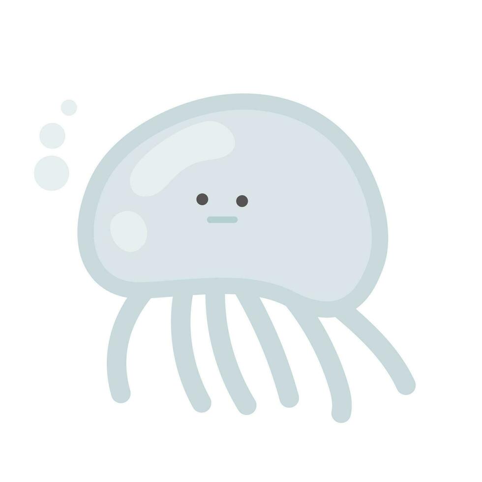sea life illustration. Jellyfish with a cute face. vector