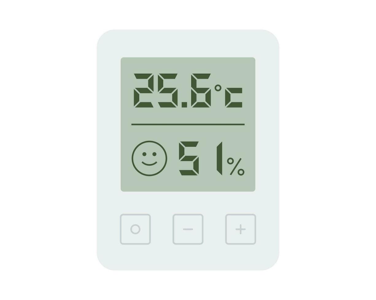 Rain day. Digital thermometer and hygrometer. Simple illustration in flat design style. vector