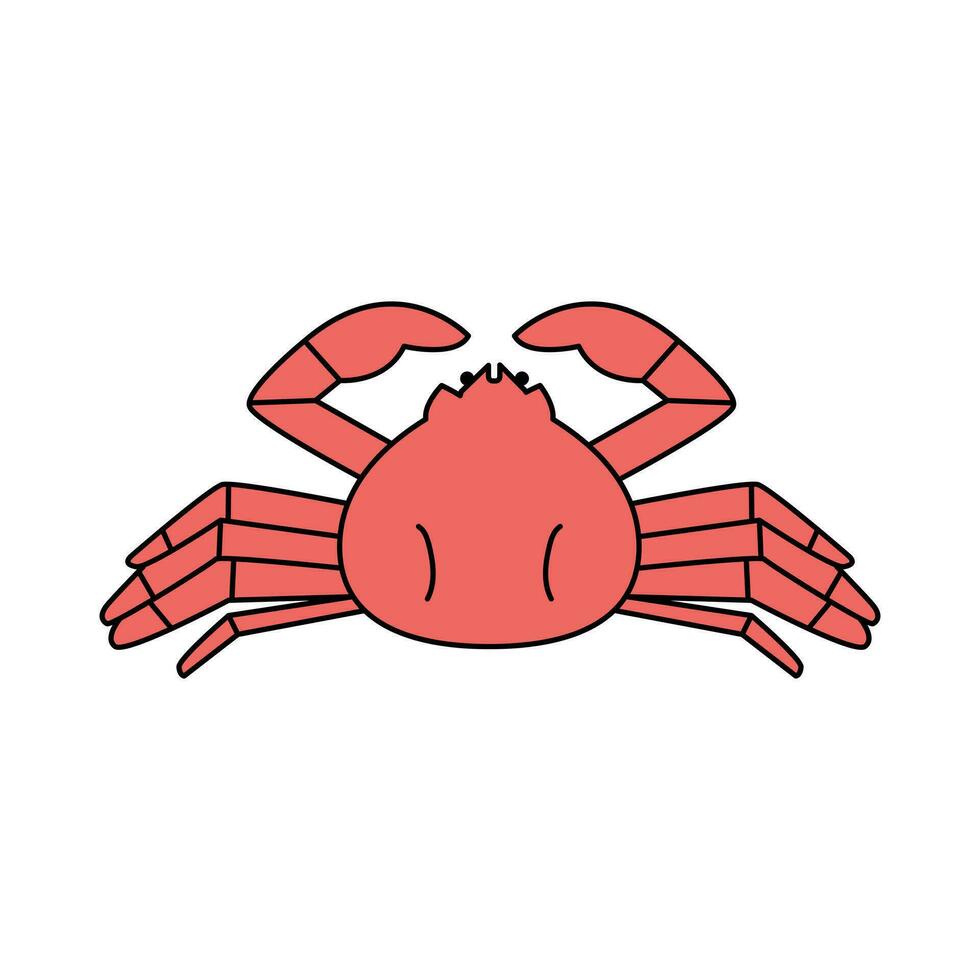 sea life illustration. Simple crab design. vector