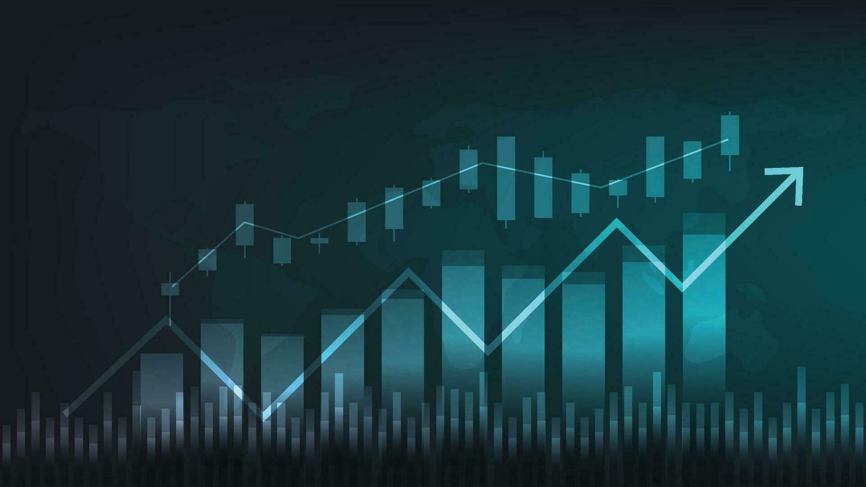 finance background. candlesticks chart on dark screen. stock market and business investment concept vector